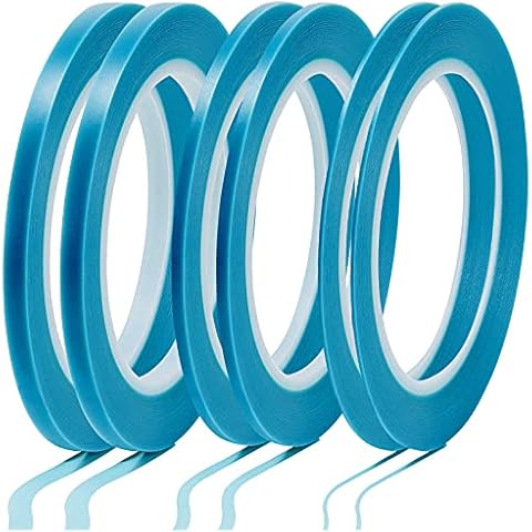 Nezyo 6 Pcs Vinyl Pinstripe Tapes Masking Tape Blue Painter Tapes High Temperature Low Tack Automotive Car Paint for Easy Removal Trim Thin Finishing Masking(1/16,1/8, 1/4 Inch) Cover