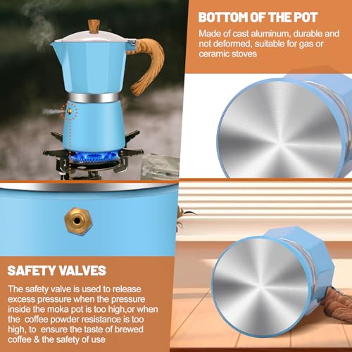Image of 3 Cup Aluminum Espresso Stovetop Moka Pot Express Coffee Maker Percolator Italian Classic Mocha Coffee Machine for Italian and Cuban Cafe Brewing for Home & Camping 150ml 5oz