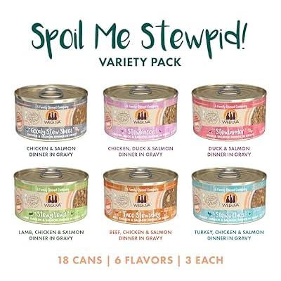 Weruva Classic Stews Cat Food, Spoil Me Stewpid! Variety Pack, 3oz Can (Pack of 18)