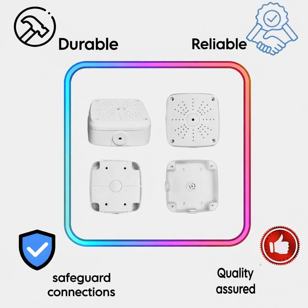 5x5” Square Waterproof PVC Junction Box for CCTV Camera, Heavy Duty Outdoor Electrical Enclosure, 3 Entry Inlets, Wire Protection – Pack of 2 — Amazon image 2