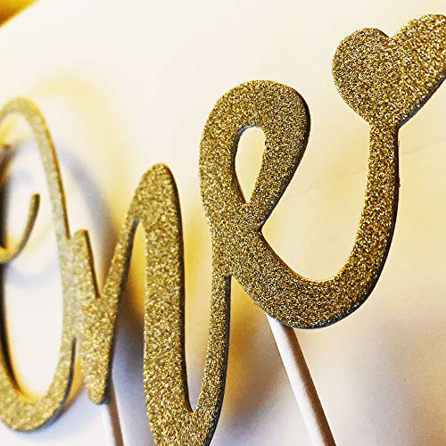 1St Birthday Cake Topper Decoration One - 6.25" X 4.25" First Bday Topper W/ Premium Double Sided Gold Glitter | Smash Cake Topper For Boys & Girls #TOP2
