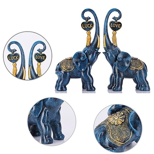 Estatua de Elefantes Azul Juego 2 Piezas Decoración Hogar miniatura 6