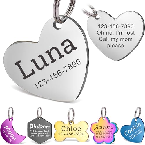 Anavia Personalized Pet ID Tags, Stainless Steel Glossy