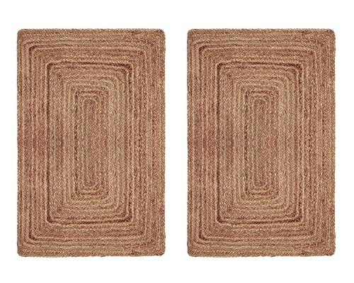 COTTON CRAFT Jute Rug - 2 Pack Braided 100% Jute