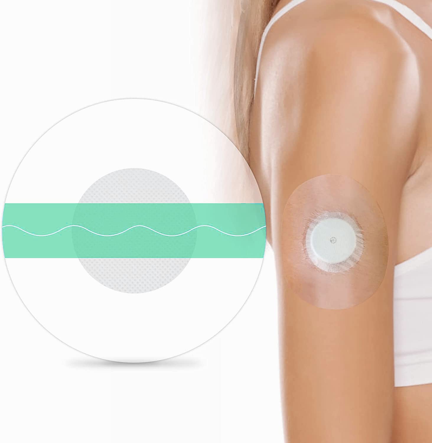 20 Pack Shower Waterproof Patch Freestyle Transparent Adhesive Patches Waterproof Sensor Covers Precut Clear Protection Stickers Clear CGM Overpatch Tape Without Hole