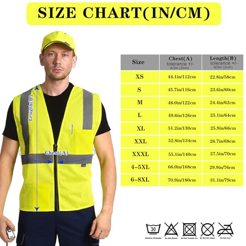 AYKRM 2 Pockets Reflective Safety Vest High Visibility Class II Mesh ...