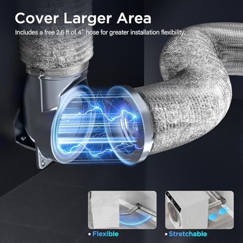 Image of Magnetic Dryer Vent Coupling, 4-Inch Dryer Vent Connector | Magnetic quick-connect coupling with a 4-inch connector,sealing ring,wall-mount design,and 2.6 ft flexible aluminum foil duct