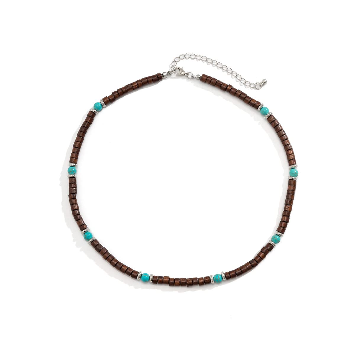 MYJIO Collar de cuentas de madera para hombre, collar de cuentas de madera, collar de panel de perlas, gargantilla para hombre, cadena de clavícula, cadenas de colores mixtos para hombres, Cuentas de madera