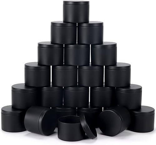 24 latas de velas negras de 4 onzas, tarros de vela de 4 onzas con tapas, lata de velas para hacer velas, artes y manualidades, almacenamiento y