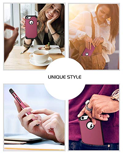 Bentoben Iphone 8 Case, Iphone 7 Case, 3 In 1 Hybrid Hard Pc Soft Silicone Rubber Bumper Heavy Duty Shockproof Slim Full Body Protective Phone Cases Cover For Iphone 8 & Iphone 7 (4.7 Inch) Wine Red #TOP6