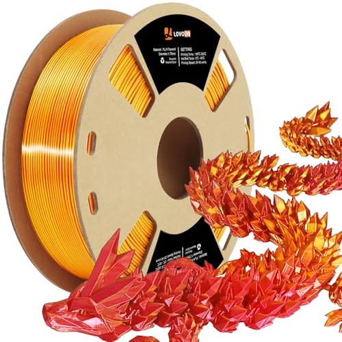 Image of LOVOON 3D Printer Filament Dualcolor,1.75mm Silk PLA Filament Gold Red Dualcolors, Silky PLA Filament Most Printer and 3D Pen, 3D Printer Accessories,1KG(2.2lbs) /Spool
