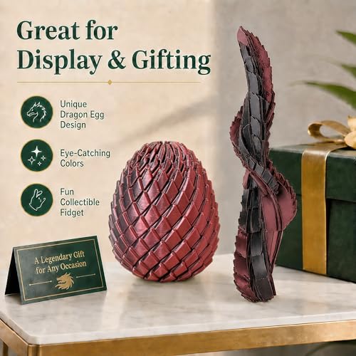 JimSeiSei 3D Printed Fidget Toy, Twisty Dragon Eggs, Spiral Slippery Egg Fidget Toy, Stress Relief Sensory Desk Toy for Adults and ADHD, Rotating Focus Anxiety Relief Pocket Toy (RedBlack) — view 4