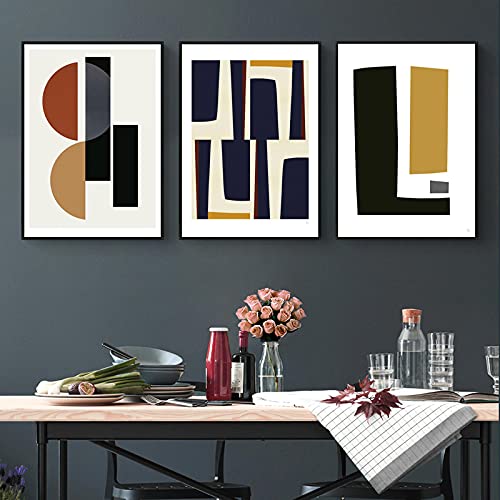 Art mural abstrait triptyque scandinave géométrique 3 toiles 50x70 cm