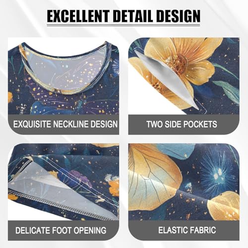 senya Short Sleeve Pajamas Sets Summer Cotton Sleepwear Yellow Flower Butterfly4