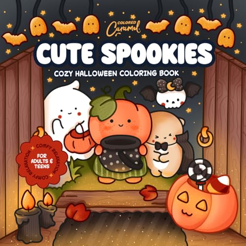 Cute Spookies Cozy Halloween Coloring Book: Comfy Relaxation for Adults and Teens