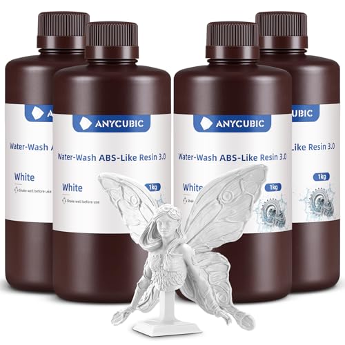 Image of ANYCUBIC Water Washable ABS-Like Resin 3.0 Bundle, 3D Printer Resin, High Toughness and High Precision, Easy to Post-Process, Low Odor, Wide Compatibility for All LCD 3D Printers (White, 4kg)