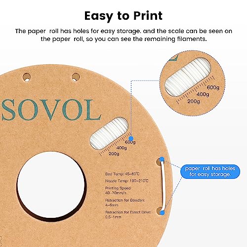 Image of Sovol PLA 3D Printer Filament 2kg (4.4 lbs) Spool Printing Materials, Wiring Tightness, Dimensional Accuracy + /- 0.03 mm, 1.75 mm, Black+White