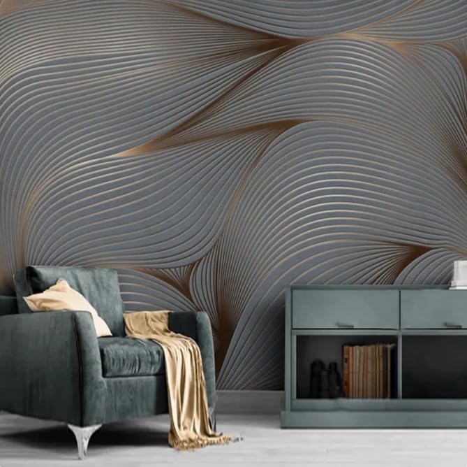 Fresque murale haut de gamme papier peint lignes 3D art moderne décoration salon chic 200x140cm