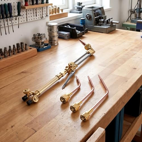Image of VEVOR Oxygen Acetylene Torch Kit with Check Valves, Gas Welding Cutting Torch Kit, Heavy Duty Oxy Acetylene Brazing Set with 15FT Twin-Hose, 1 Cutting Tip, 3 Welding Tips, 2 Gas Regulators & Tool Bag