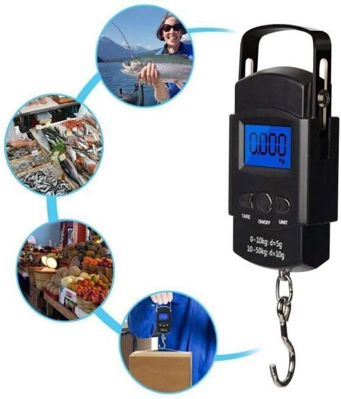 Przenośna waga do bagażu,Cyfrowa waga do bagażuWaga do bagażu,Wagi elektroniczne z linijką,Precyzyjne wagi ręczne,Mini kieszonkowa cyfrowa walizka podróżna Bagaż Ważenie rybich łusek