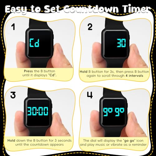 Image of Potty Training Watch for Toddlers & Kids with Countdown, Flashing Lights, Fun Music or Vibration Alerts - Waterproof Interactive Toilet Training Reminder for Boys & Girls Ages 2-9
