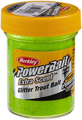 Berkley PowerBait Glitter Trout Bait, Chartreuse, Fishing Dough Bait, Scent Dispersion Technology, Irresistible Scent and Flavor, Moldable and Easy to Use