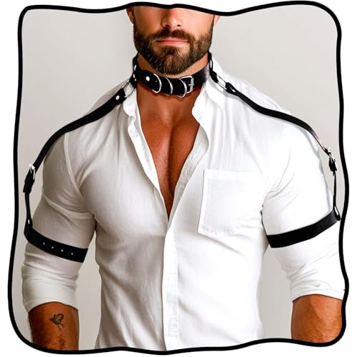 Fstrend Men's Shoulder Harness Belt Black Leather Strap Fashion Rave Body Accessory
