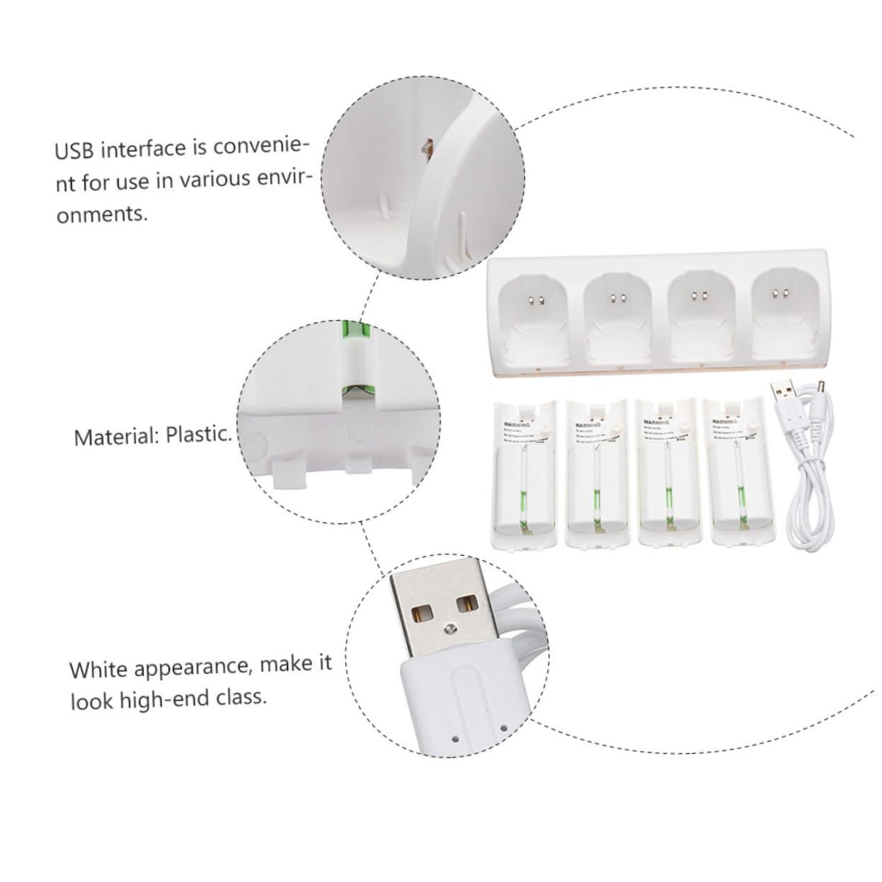 1juego Cargador De Baterías Recargables De Slots Adaptador USB Diseño y Elegante Color para Baterías De AA y AAA Cualquier Lugar