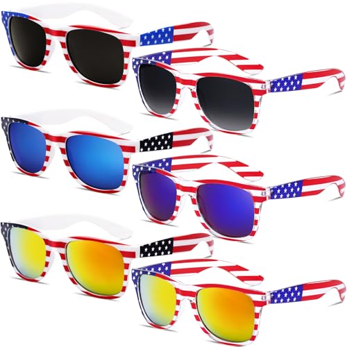 Image of knliwkm American Flag Sunglasses for Men USA American Flag Glasses Fourth of July Accessories