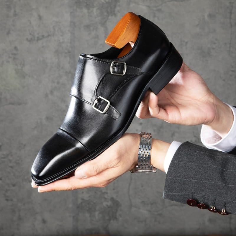 Mens Loafers Modern Classic Low Top Leather Dress Shoes Genuine Leather Genuine Leather Derby Fashion Formal Tuxedo Walking Shoes(Black,7)4