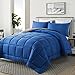 DOWNCOOL Queen Comforter Set -All Season Bedding Comforters Sets with 2 Pillow Cases-3 Pieces Bedding Sets Queen -Down Alternative Blue/Grey Queen Size Comforter Sets(88