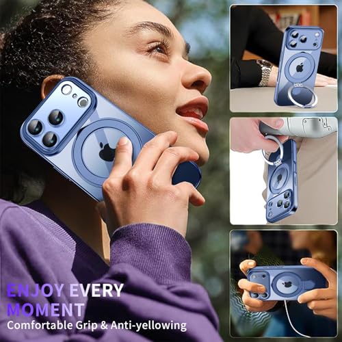 Image of Magnetic for iPhone 17 Pro Max Case with Invisible Stand[Compatible with MagSafe][Full Camera Lens Protector][Military Drop Protection] Shockproof Not Yellowing Clear Slim Soft for Women Men