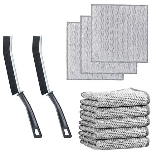 Image of Boniry Mini Gap Bathroom Cleaning Brush, Multipurpose Toilet Cleaner Brush, Hard Bristle Crevice & Tile & Window Cleaning Tools, Kitchen & Stove Cleaner Brush (3 Wire Cloth, 2 Gap Brush, Black)