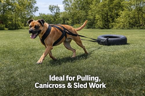 IRSTBL – Gewichtszuggeschirr für Hunde mit Ultraschallpfeife – strapazierfähiges X-Rückengeschirr für Canicross, Schlittenfahren und Muskeltraining – ideal für Arbeitshunde