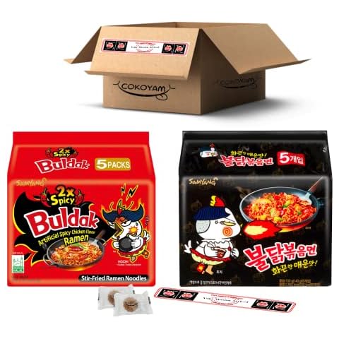 Samyang Top Two Spicy Chicken Hot Ramen Fideos Buldak Variedad Paquete de 10 Cover