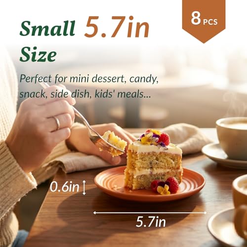 Image of Homienly 5.7 Inch Small Plates-Wheat Straw Mini Plate, Unbreakable Plate Set Ideal for Dessert, Appetizers, Small Serving, Side Dish, Lightweight Dessert Dishes Plates, Set of 8, Colorful