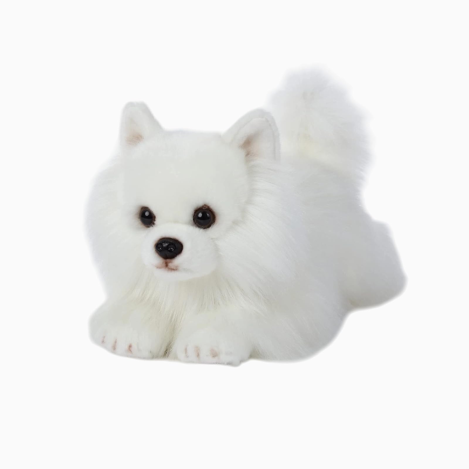 CU-MATE 16" White Plush Stuffed Animals Dog for Girls/Boys (Pomeranian)