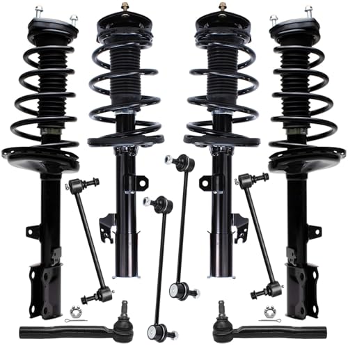 Image of Detroit Axle - FWD 10pc Front Struts Kit for Toyota 08-11 Highlander, Outer Tie Rods Front and Rear Struts & Coil Spring Sway Bars 2008 2009 2010 2011 Replacement Suspension Struts Shocks Assembly