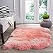 Produktbild SAFAVIEH Schafsfell Teppich für Wohnzimmer, Esszimmer, Schlafzimmer - Fur Collection, Hoher Flor, Solides Rosa, 91 X 152 cm
