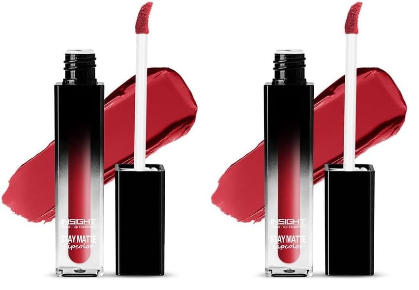 Image of INSIGHT Stay Matte Lipcolor | Butter Texture with Matte Finish | Long Lasting Formula | Transferproof | Comfortable Wear | Infused with Avocado Oil & Niacinamide - (BRAVE YOU) 3g (Pack of 2)