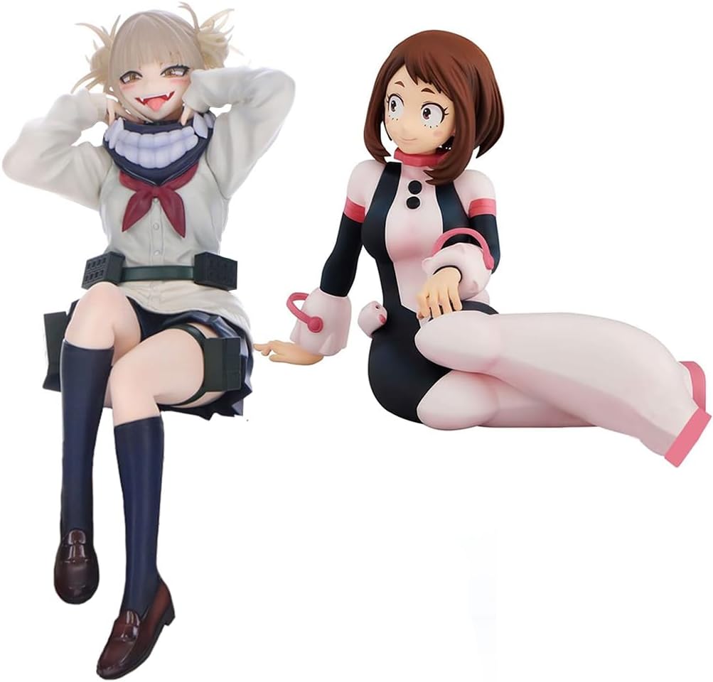 MHA Action Figure,Anime MHA Toga Himiko Figure,Sitting Uraraka Ochako Statue,PVC Model Collectible Figurine,Cute MHA Desktop Figurine Decoration 16cm
