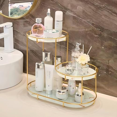 SUJIOWJNP Gold Storage Rack, Bathroom Table Shelf, Perfume Tray, Beautiful Appearance, Super Capacity, Complete Your Daily Storage (QS-20-1) (QS-18)