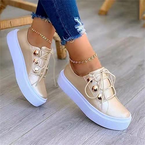 Ladmiple Sneakers For Women Slip On Wide Width Walking Shoes Fashion Dressy Casual Summer Lace Up Platform Flats Loafers2