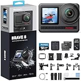 AKASO Brave 8 4K60FPS Action Camera with 64GB Card, 48MP Photo Waterproof Underwater Camera with SuperSmooth Stabilization Touch Screen Sports Camera with 5X Zoom 8X Slo-mo Remote Control