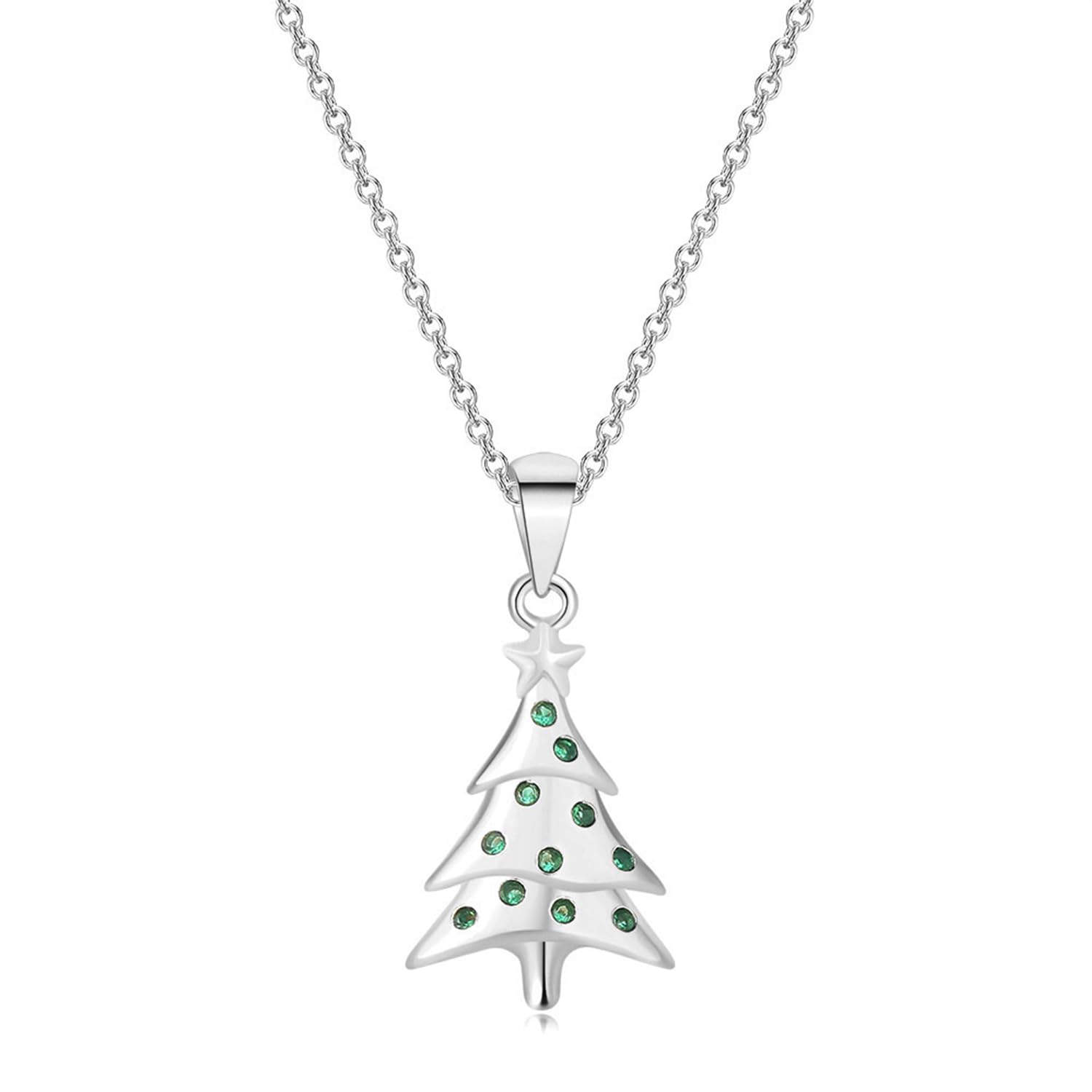 MIFYNN Christmas Tree Necklace for Women Star Tree Pendant Necklace Enamel Xmas Tree Charm Necklace Christmas Party Jewelry Accessories
