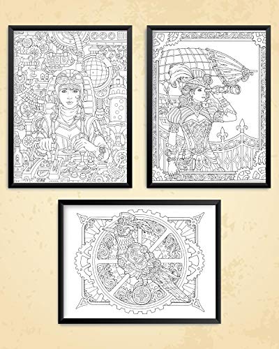 ColorIt Colorful World of Steampunk Adult Coloring Book - 50 Single-Sided Designs, Thick Smooth Paper, Lay Flat Hardback Covers, Spiral Bound, USA Printed, Steampunk-Inspired Pages to Color - Thumbnail 5