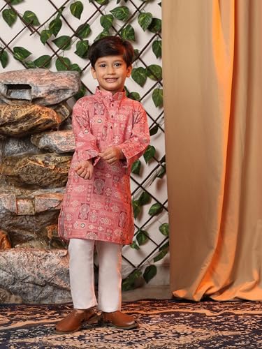 Image of Pro-Ethic Style Developer Boys Heavy Cotton Printed Kurta and Pajama Set for Kid's Ethnic Wear (S-280)