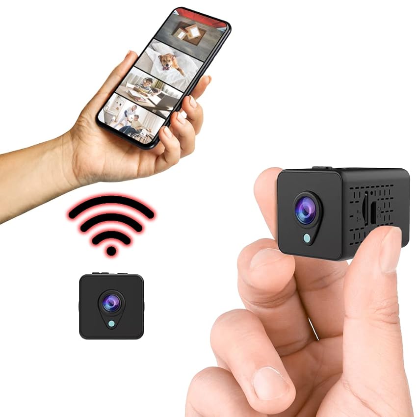 Immagine del prodotto Telecamera nascosta wifi spia 2023 senza fili da interno esterno full HD notturna con sensore di movimento, batteria spy cam microcamera videocamera piccola mini audio sorveglianza casa (Telecamera)