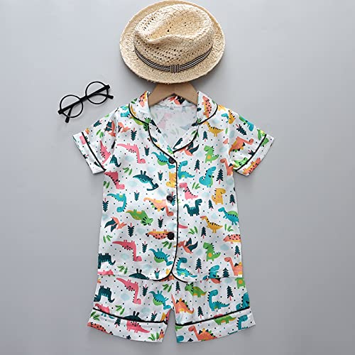 Baby Girls Boys Silk Satin 𝐏ajamas 2 Piece Button-Down Sl𝐞epwear Summer Short Sleeve 𝐋oungewear Kids Toddler Cute 𝐏js3
