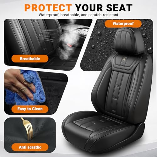 Image of Car Seat Cover for Chevrolet Trax Seat Covers 2015-2025, Nappa Leather Waterproof Seat Covers for Cars, Airbag Compatible, Automotive Car Seat Covers Full Set(5 Seats /Black)